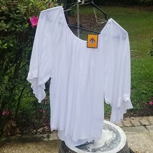 Flirty white shirt made by Mountain Mamas medium